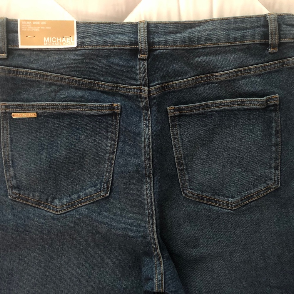 NWT Michael Kors Selma Wide Leg High Waist Size 14 Jeans - Picture 6 of 11